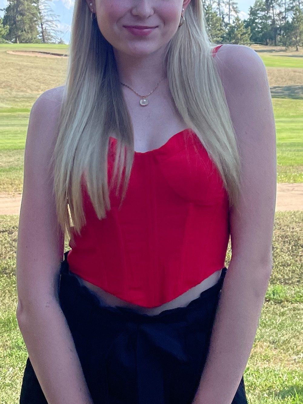 Lulus Red Women's Corset Top